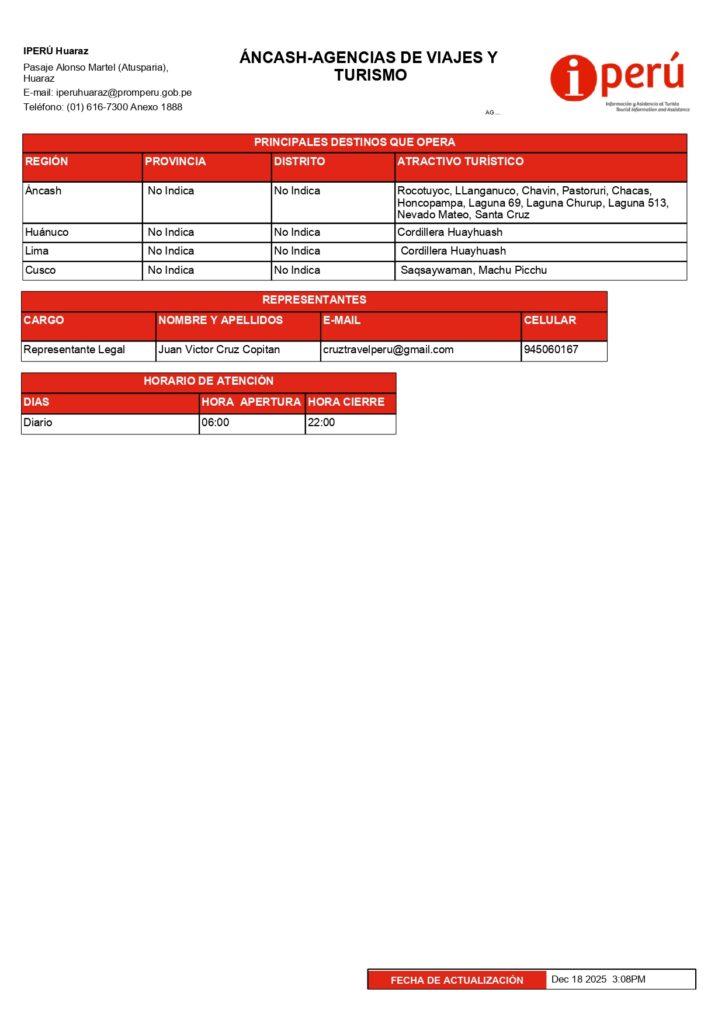iperu agencia cruz travel huaraz